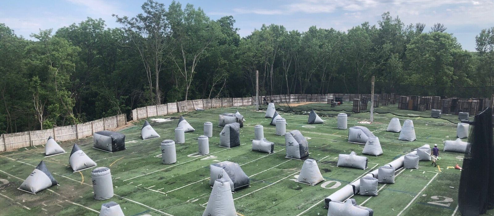 A tournament course laid out with inflatable bunkers